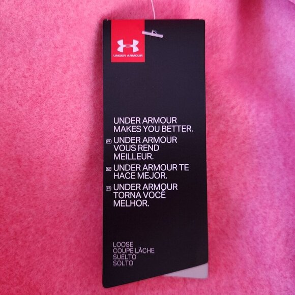 NWT Under Armour Loose Semi-Crop Pink Hoodie Sweatshirt Womens Small - Picture 9 of 10